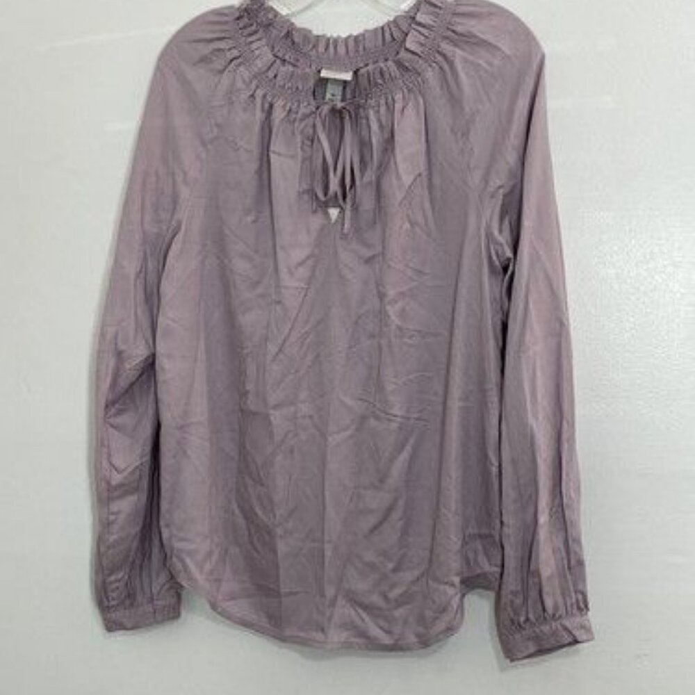Womens Light purple blouse a new day XS Bishop Long Sleeved Collared